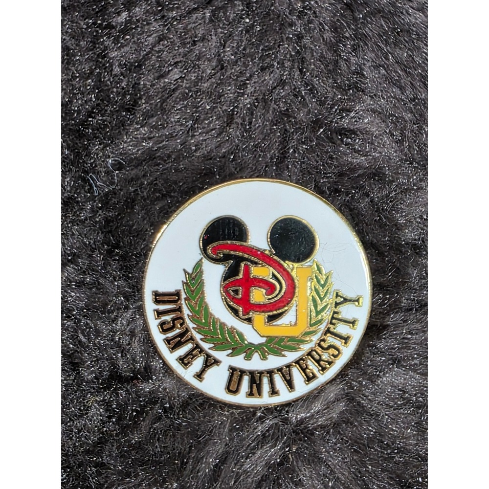 Disney University Cast Member Mickey Mouse Logo Enamel Lapel Pin Gold Tone